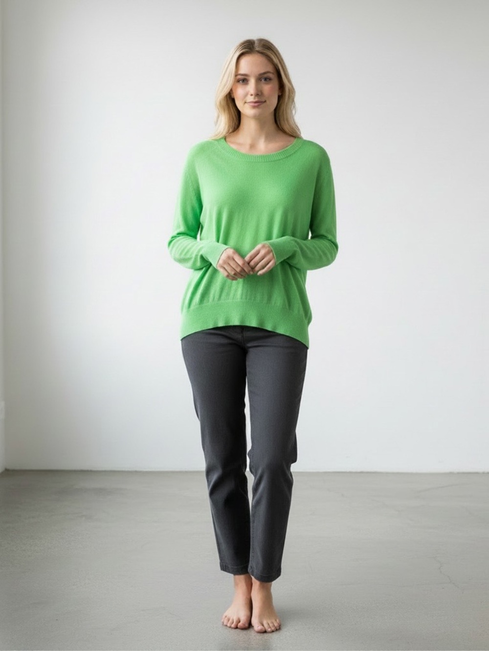Phillip Lim Kelly Green Cotton Womens Sweater Top Blouse Long Sleeve Winter Xs